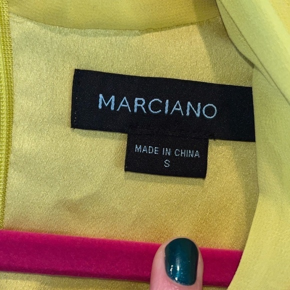 Bright bold lemon yellow tunic dress-metallic Art Deco neckline size small - Picture 3 of 8